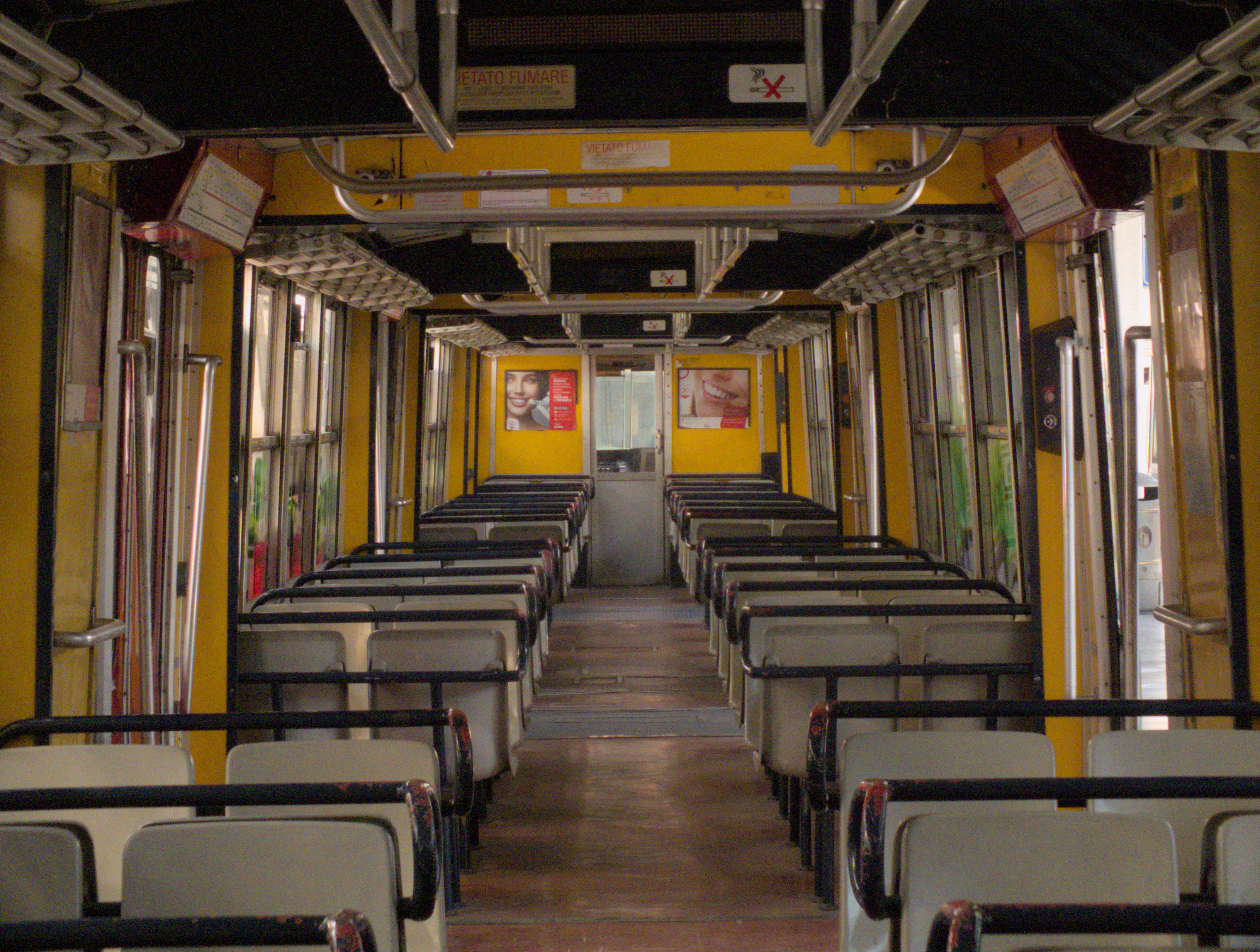 Internal view of an FE220 train on the Circumvesuviana railway