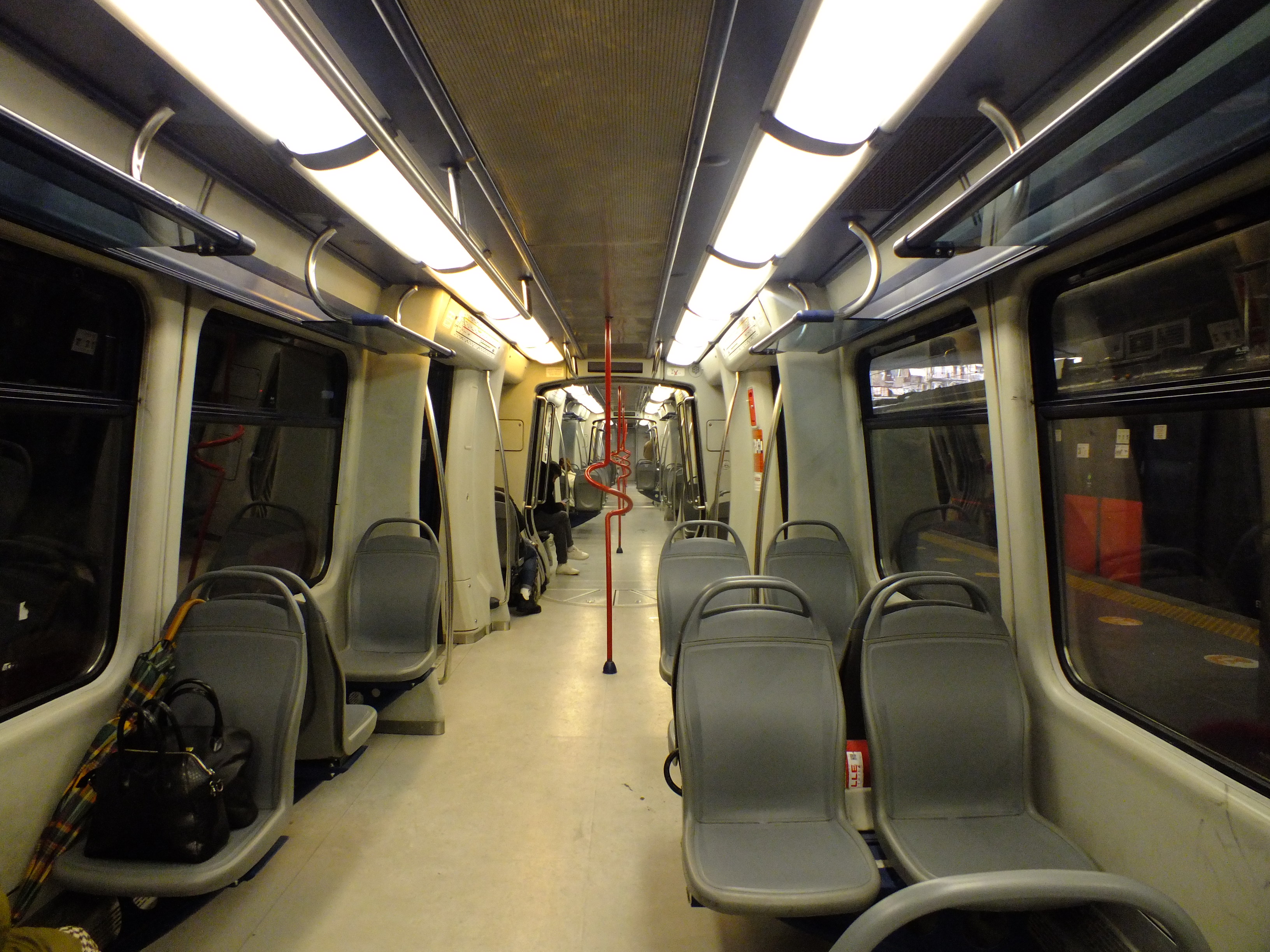 Internal view of a Metrostar train on the Circumvesuviana railway