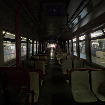 Internal view of a T21 train on the Circumvesuviana railway