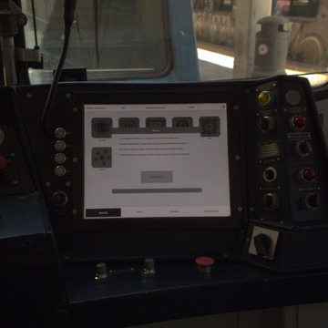Info monitor in the cab of a T21 train on the Circumvesuviana railway