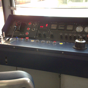 Cab of a T21 train on the Circumvesuviana railway