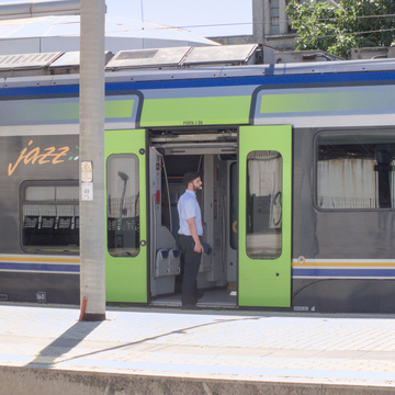Jazz train departing from Napoli San Giovanni Barra station